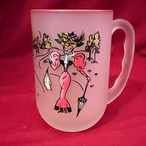 Vintage Frosted Glass Mug with Gal of Distinction Saying